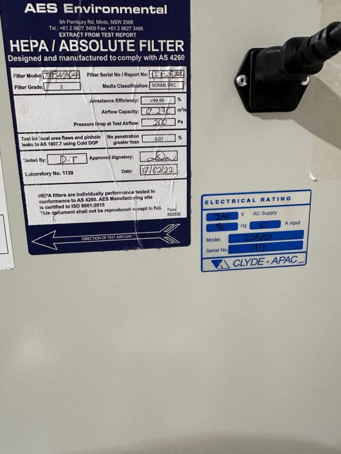 PCR FumeHood Cabinet labels